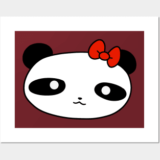 Bow Panda Face Posters and Art